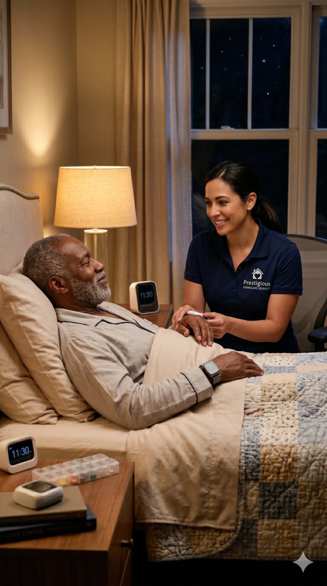 Care and reassurance at home during the evening.