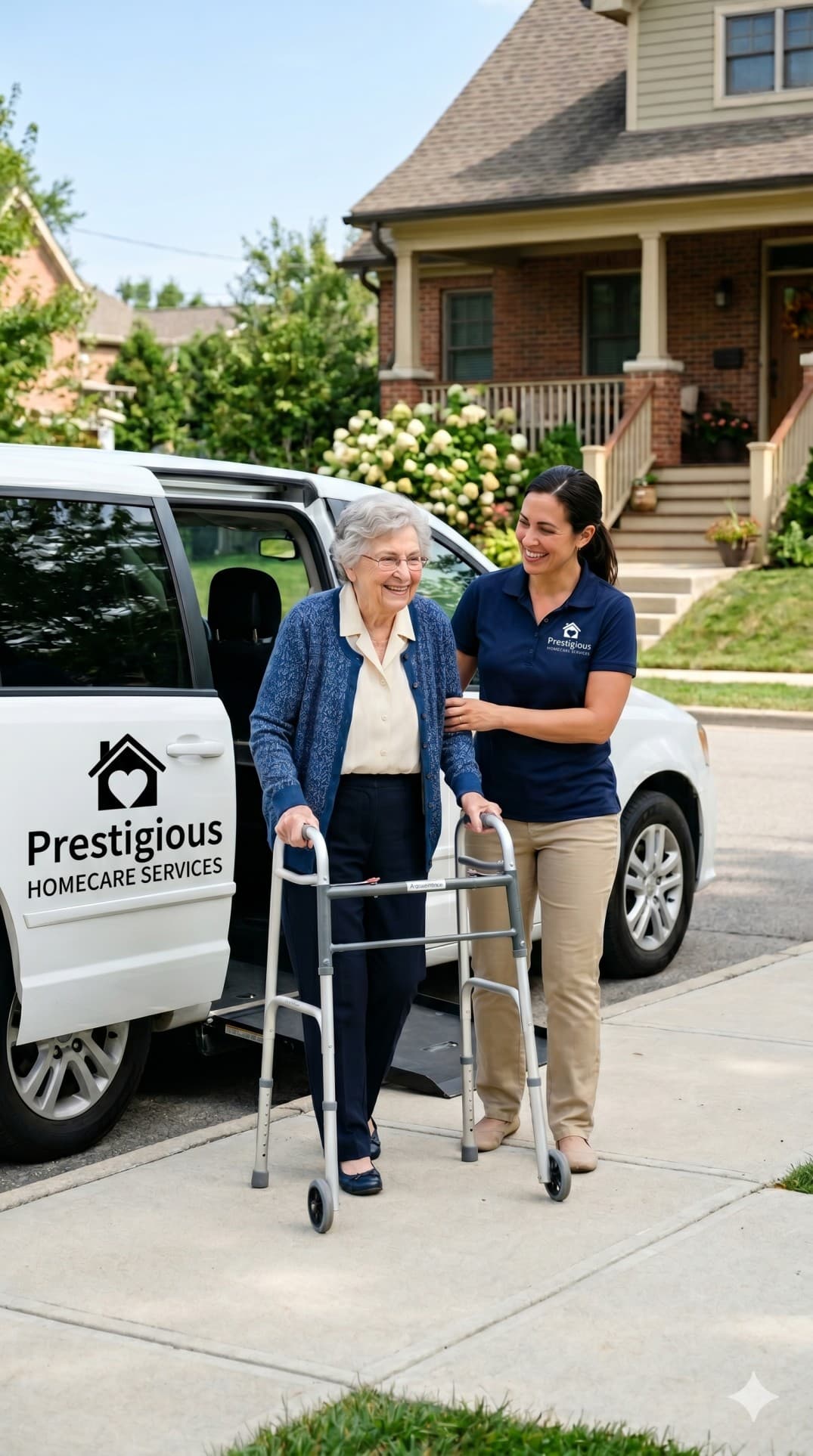 A caregiver helps a senior with transportation.